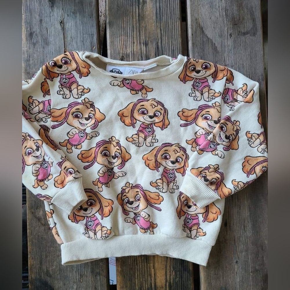 ZARA NICKOLEODEON SZ 2-3Y VGUC CREAM PINK SKYE loose fit sweatshirt
